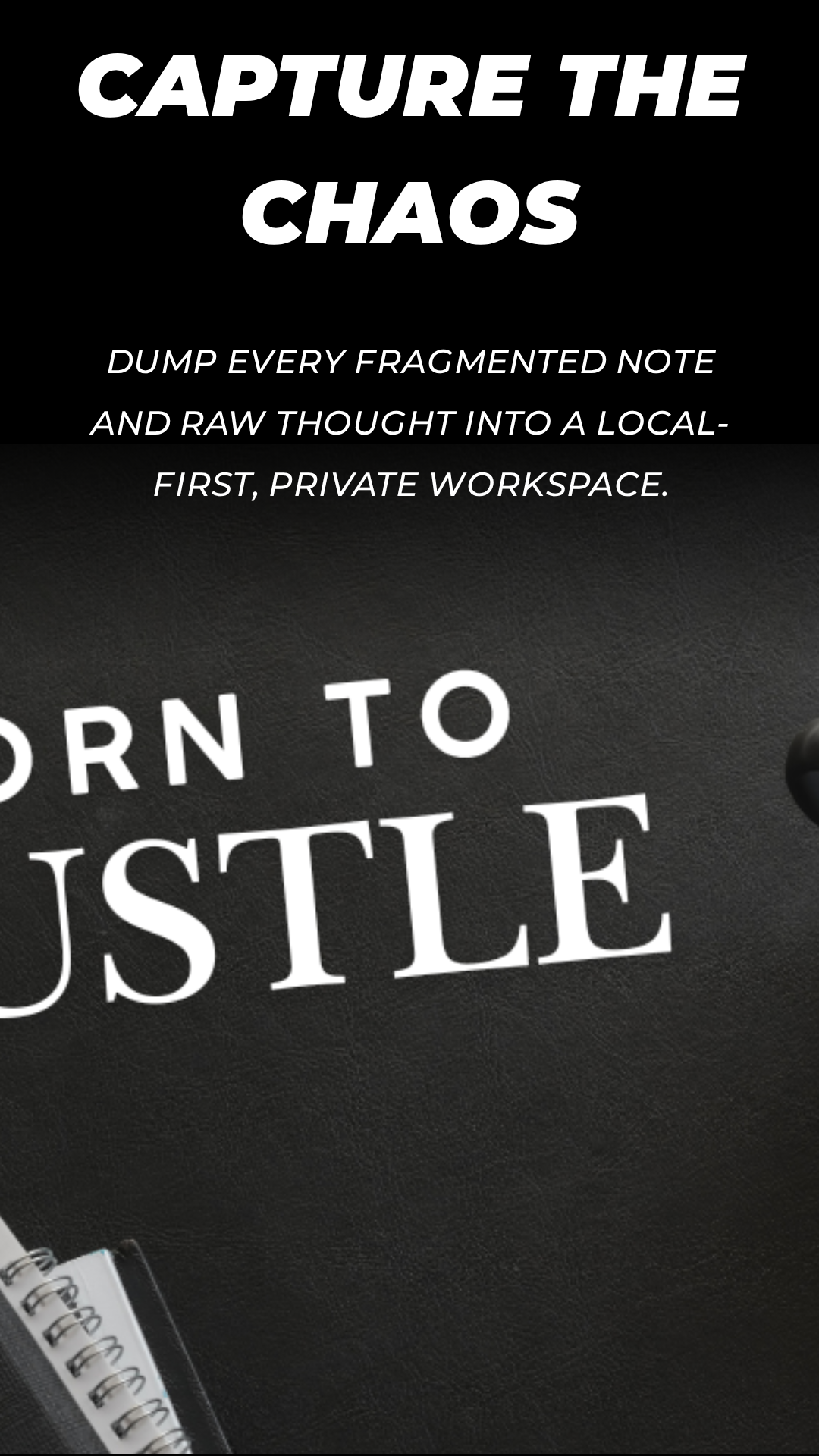 MindMesh founder-oriented artwork about capturing strategic chaos into a single workspace.