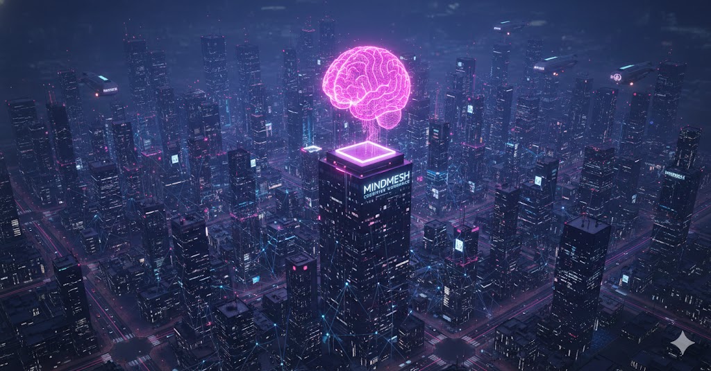 MindMesh visual representing the infrastructure layer between AI capability and durable work.