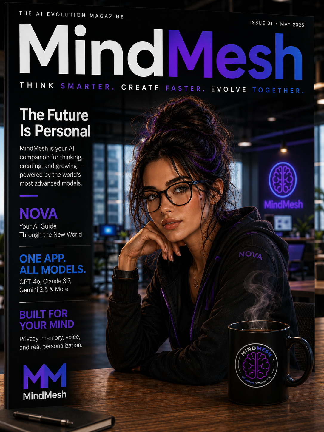 Editorial-style cover art for a second-brain method article.